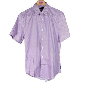Perry Ellis Mens Small Purple Geometric Print Short Sleeve Button Down Shirt S